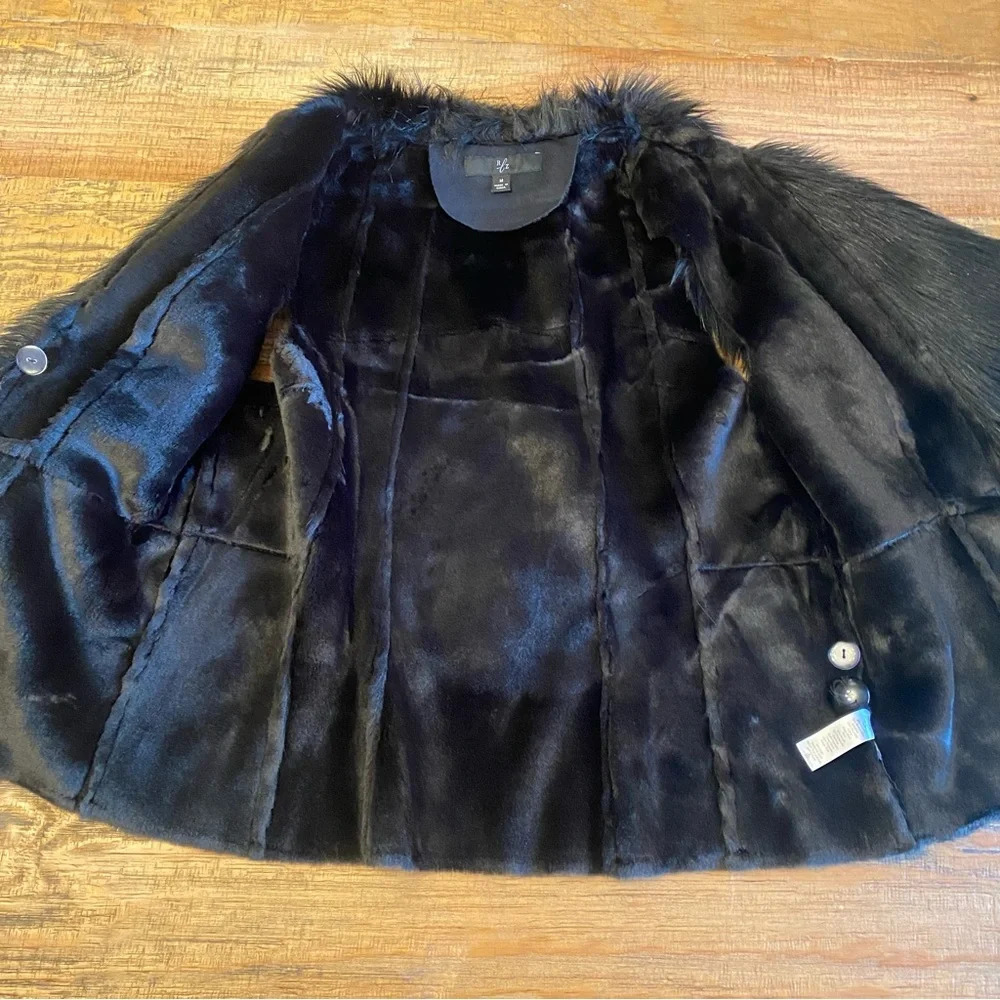 Rachel Zoe RLZ Faux Fur Black Vest size Medium Mobwife whimsigoth - Picture 10 of 11